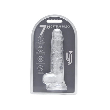 Loving Joy 7-inch Crystal Dildo packaging, featuring a luxurious clear jelly dong, ideal for indulgent experiences.